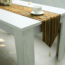 아리코 25 kitchen 유럽풍 테이블 러너 에스닉 스타일, 줄무늬 옐로우, 6인(32 x 220 cm)