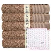 송월타월 뉴명품 타월 5p + 고양이 핸드타월 분홍 2p, 갈색, 1세트