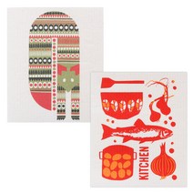 유니아트 북유럽 행주 2p 세트 고양이 + 키친, 혼합 색상