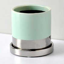 행복한세상 고급 실버 투톤 화분, 블루