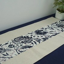아리코 25 kitchen 동양 린넨 테이블 러너, F(꽃 날림), 30 x 180 cm