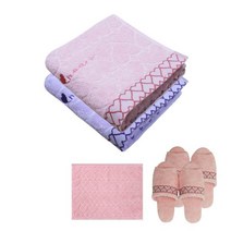 송월타월 스윗하트 슈가 세면타올 랜덤 발송 2p + 슬리퍼 분홍 2p + 발매트, 1세트