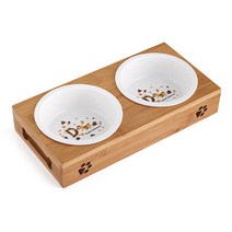 블럭마트 고양이 애견 세라믹 식기세트 2p, 혼합 색상, 1세트