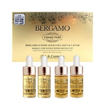 엘케이코스메틱 베르가모 럭셔리 골드 콜라겐 인텐스리페어 앰플 13ml x 2p + 캐비어 인텐스리페어 앰플 13ml x 2p, 1세트