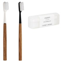 캘리쿠 루쉔 화이트 & 블랙A 칫솔 2p + 2리필 칫솔모 2p 세트, 1세트