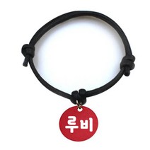 펫츠룩 굿모닝 블랙 반려동물 목걸이 M + 알미늄 원형 팬던트 S, 레드(루비), 1개