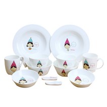 본차이나 엄마 아빠 패밀리 2인 한식기 12p 홈세트, 1세트, 공기 2p + 대접 2p + 앞 접시 2p + 머그 2p + 스파게티 볼 2p + 수저 받침 2p