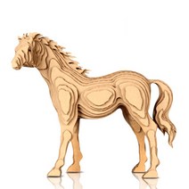 콘타모 3D 종이 입체퍼즐 말 라지, 우드