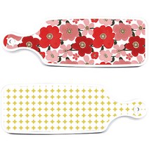 로엠디자인 붉은빛동백 서빙 도마 2p 세트, 붉은빛동백, 원형패턴파스텔옐로우, 1세트