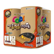 코디 기름먹는 천연펄프 키친타올 140매, 4롤, 1팩