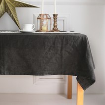 바이지미 루시 린넨 테이블보, 차콜, 6인(200 ⅹ 110 cm)