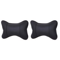 블럭마트 차량용 가죽 목베게 목쿠션 2p, 블랙