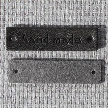 인조가죽 핸드메이드라벨 40 x 10 mm, 블랙, 30개입