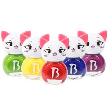 바블리 키즈네일 냥이 어린이매니큐어 레인보우 세트 5p, 혼합 색상, 빨강 + 노랑 + 초록 + 파랑 + 보라, 1세트