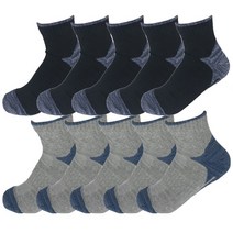 TS7 남성용 스포츠 2중 바닥 단목 스포츠양말 그레이 5족 + 블랙 5족, 혼합 색상