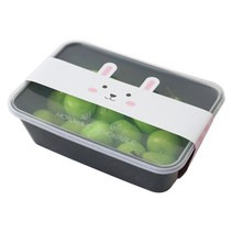 황씨네도시락 PP 블랙 내열 도시락 1칸 10p + 토끼 띠지 10p, 1세트