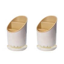 AnTs 주방용품 젓가락 3칸 케이지 수저통, 카키, 2개입