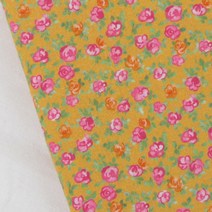 패브릭아트 순면100% 플라워패턴 원단 DTP 로즈 잔꽃 Q1256, 옐로우