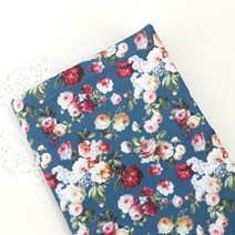 패브릭아트 순면 DTP 20수 플라워패턴 원단 레이첼플라워, 블루