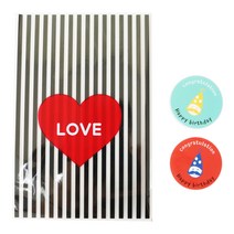 황씨네도시락 하트 쿠키포장 봉투 블랙 30p + 고깔 생일 원형 스티커 30p, 1세트