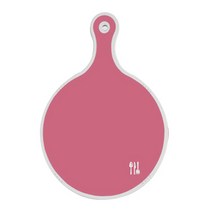 로엠디자인 양면 원형 서빙 도마 보드 핑크, 레드그린낙옆, 1개