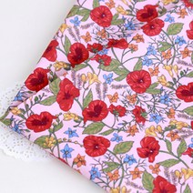 패브릭아트 순면 100% 플라워 원단 DTP 시슬리, 핑크