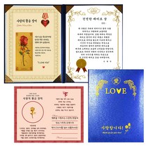 럭키심볼 사랑의 황금장미 감사장 건전한 데이트 상 + 전자파 스티커 + 케이스, 1세트, 블루 케이스