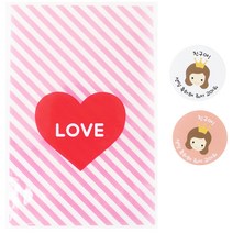 황씨네도시락 쿠키포장 하트봉투 핑크 50p + 스티커 뉴왕관걸 50p, 1세트