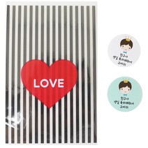 황씨네도시락 쿠키포장 하트봉투 블랙 100p + 스티커 왕관보이 100p, 1세트