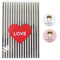 황씨네도시락 쿠키포장 하트봉투 블랙 50p + 스티커 왕관걸 50p, 1세트