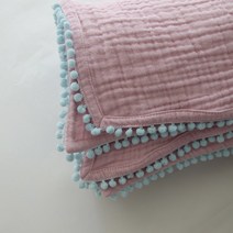 메종텍스타일 쁘띠 폼폼이 면 3중직 거즈 피그먼트 썸머 홑이불, 핑크