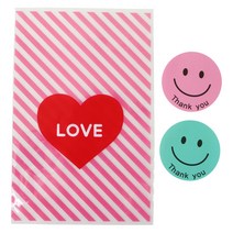 황씨네도시락 하트봉투 핑크 100p + 스티커 스마일원형 핑크 25p + 민트 25p, 1세트