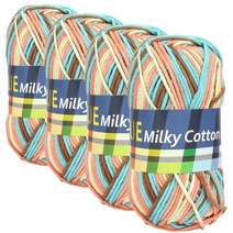 밀키코튼 BLUE 면혼방 뜨개실 4p, C82 믹스, 4개