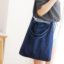 미뇽미뇽 데님 포켓 청에코백