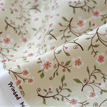패브릭아트 순면 플라워패턴 패브릭원단 30수 로젠다, 베이지