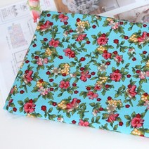 패브릭아트 순면 플라워패턴 원단 30수 러블리플라워, 스카이블루