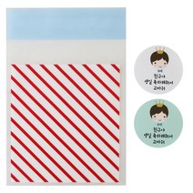 황씨네도시락 접착 스트라이프 봉투 레드 50p + 왕관 보이 스티커 50p, 1세트