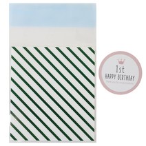 황씨네도시락 접착 스트라이프 봉투 그린 50p + 첫돌 스티커 파스텔 핑크 50p, 1세트