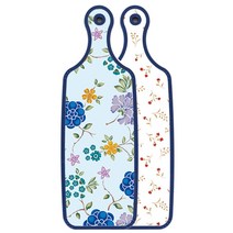 로엠디자인 블루 에디션 양면 서빙 도마 보드 장단색꽃고비, 로맨틱블루floral비색, 1개