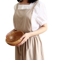 비엘리빙 린넨 원피스 에이프런, 베이지, 1개