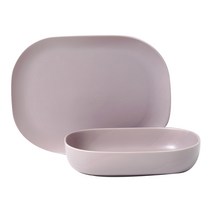 보울보울 레트로라인 오발 플레이트 L 2p 세트 라벤더바이올렛, 1세트, 2종