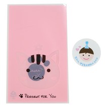 황씨네도시락 비접착 애니멀 봉투 고양이 100p + 고깔 보이 스티커 100p, 1세트