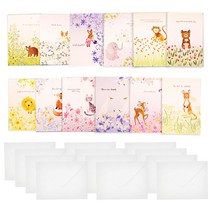 마음담아 동화속 동물 엽서 12종 + 봉투 12p 세트, 혼합 색상, 1세트