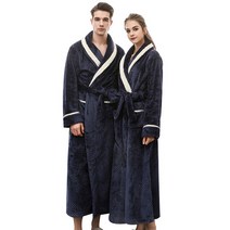 더자카 프리미엄럭셔리 플란넬가운 커플세트 M, 네이비, 1세트