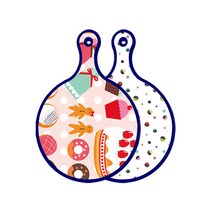 로엠디자인 블루에디션 양면 원형 서빙도마 보드 꼬마도넛, 배색원형, 1개