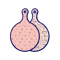 로엠디자인 블루에디션 양면 디자인 원형 서빙도마 핑크플라워체크, 자색플라워패턴, 1개
