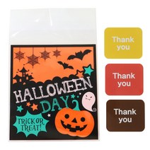 황씨네도시락 접착 할로윈 블랙글씨 쿠키봉투 30p + 사각 땡큐 스티커 30p, 1세트