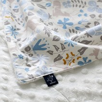 오즈맘 3mm 엠보 극세사 다용도 유아블랭킷 꽃과사슴, 블루