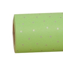 헬로우닝닝 종이 롤포장지 실버하트 53cm x 20m, 라임, 1개