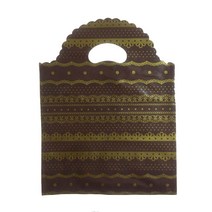 팩스타 손잡이 비닐 포장봉투 가로 25cm x 세로 35cm PE25, 갈색레이스, 50개입
